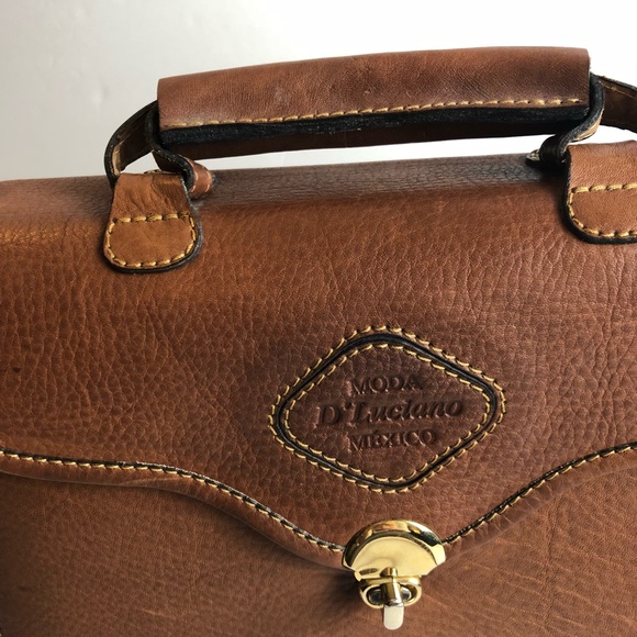 Moda D’Luciano Brown Leather Handbag Purse 10.5X9” - Picture 3 of 7